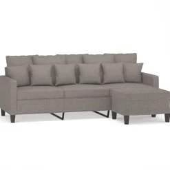vidaXL 3-Sitzer-Sofa mit Hocker Taupe 180 cm Stoff