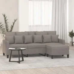 vidaXL 3-Sitzer-Sofa mit Hocker Taupe 180 cm Stoff