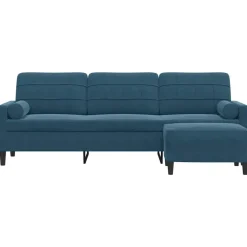 vidaXL 3-Sitzer-Sofa mit Hocker Blau 210 cm Samt