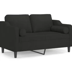 vidaXL 2-Sitzer-Sofa mit Zierkissen Schwarz 120 cm Stoff