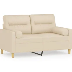 vidaXL 2-Sitzer-Sofa mit Zierkissen Creme 120 cm Stoff