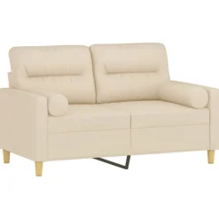 vidaXL 2-Sitzer-Sofa mit Zierkissen Creme 120 cm Stoff