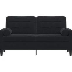 vidaXL 2-Sitzer-Sofa mit Zierkissen Schwarz 140 cm Samt