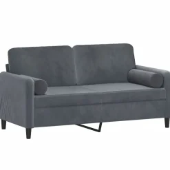 vidaXL 2-Sitzer-Sofa mit Zierkissen Dunkelgrau 140 cm Samt