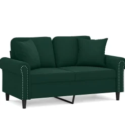 vidaXL 2-Sitzer-Sofa mit Zierkissen Dunkelgrün 120 cm Samt