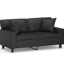 vidaXL 2-Sitzer-Sofa mit Zierkissen Schwarz 120 cm Kunstleder