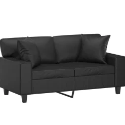 vidaXL 2-Sitzer-Sofa mit Zierkissen Schwarz 120 cm Kunstleder