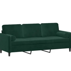 vidaXL 3-Sitzer-Sofa mit Zierkissen Dunkelgrün 180 cm Samt