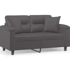 vidaXL 2-Sitzer-Sofa mit Zierkissen Grau 120 cm Kunstleder