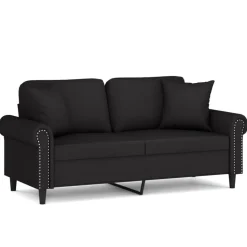 vidaXL 2-Sitzer-Sofa mit Zierkissen Schwarz 140 cm Samt