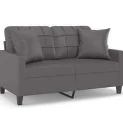 vidaXL 2-Sitzer-Sofa mit Zierkissen Grau 120 cm Kunstleder