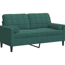 vidaXL 2-Sitzer-Sofa mit Zierkissen Dunkelgrün 140 cm Samt