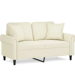 vidaXL 2-Sitzer-Sofa mit Zierkissen Creme 120 cm Samt