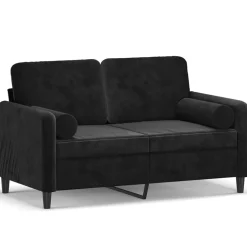 vidaXL 2-Sitzer-Sofa mit Zierkissen Schwarz 120 cm Samt