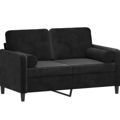 vidaXL 2-Sitzer-Sofa mit Zierkissen Schwarz 120 cm Samt