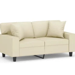 vidaXL 2-Sitzer-Sofa mit Zierkissen Creme 120 cm Kunstleder