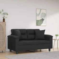 vidaXL 2-Sitzer-Sofa mit Zierkissen Schwarz 120 cm Kunstleder