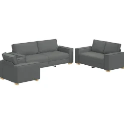 vidaXL Sofa 3 pcs Dunkelgrau 220 x 80 x 84 cm Leinenmischgewebe