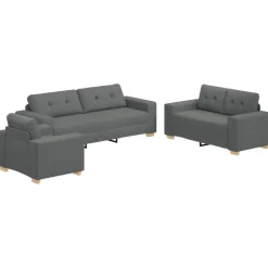 vidaXL Sofa 3 pcs Dunkelgrau 221 x 80 x 80 cm Leinenmischgewebe