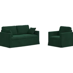 vidaXL Sofa Set 2 pcs Dunkelgrün 158 x 78 x 80 cm Samt