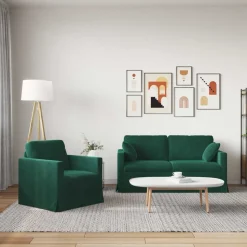 vidaXL Sofa Set 2 pcs Dunkelgrün 158 x 78 x 80 cm Samt