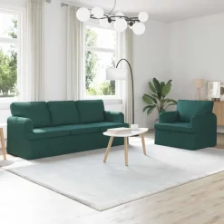 vidaXL Sofa Set 2 pcs Dunkelgrün 144 x 80 x 85 cm Stoff
