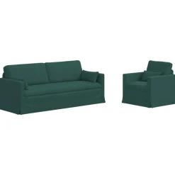 vidaXL Sofa Set 2 pcs Dunkelgrün 198 x 78 x 80 cm Stoff