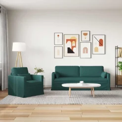 vidaXL Sofa Set 2 pcs Dunkelgrün 198 x 78 x 80 cm Stoff