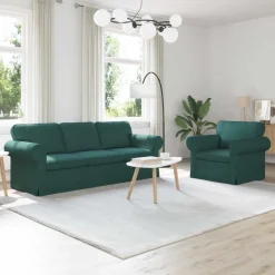vidaXL Sofa Set 2 pcs Dunkelgrün 215 x 82 x 80 cm Stoff