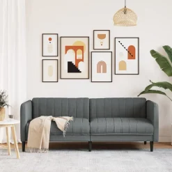 vidaXL Sofa 3-Sitzer Dunkelgrau Stoff