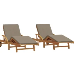 vidaXL Sonnenliege 2 pcs Taupe 200 x 67 x 84 cm Massivholz Akazie