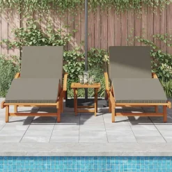 vidaXL Sonnenliege 2 pcs Taupe 200 x 67 x 84 cm Massivholz Akazie