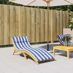 vidaXL Sonnenliegen-Auflage Blau&Weiß Gestreift 180x60x4 Oxford-Gewebe