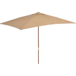 vidaXL Sonnenschirm mit Holz-Mast 200x300 cm Taupe