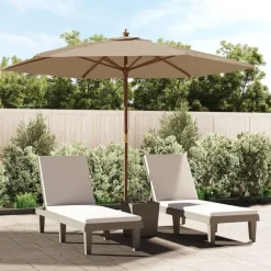 vidaXL Sonnenschirm mit Holzmast Taupe 299x240 cm