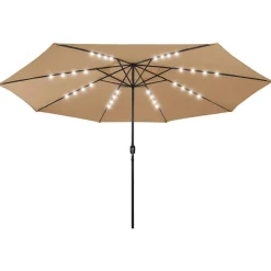 vidaXL Sonnenschirm mit LED-Beleuchtung 400 cm Taupe