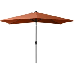 vidaXL Sonnenschirm mit LEDs und Stahl-Mast Terrakottarot 2x3 m