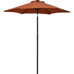 vidaXL Sonnenschirm mit LED-Beleuchtung Terrakotta 200x211 cm Alu