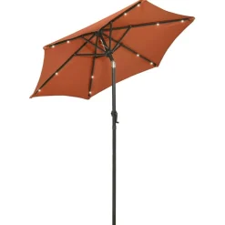 vidaXL Sonnenschirm mit LED-Beleuchtung Terrakotta 200x211 cm Alu