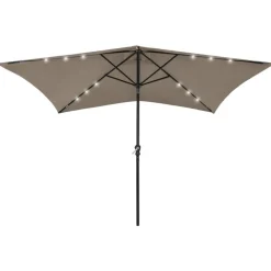 vidaXL Sonnenschirm mit LEDs und Stahl-Mast Taupe 2x3 m
