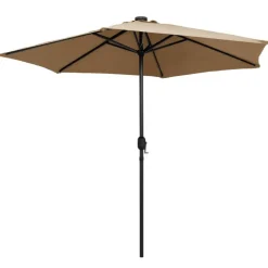 vidaXL Sonnenschirm mit LED-Beleuchtung und Alu-Mast 270 cm Taupe