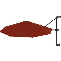 vidaXL Sonnenschirm zur Wandmontage mit Metall-Mast 300 cm Terrakotta