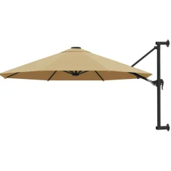 vidaXL Sonnenschirm zur Wandmontage mit Metall-Mast 300 cm Taupe