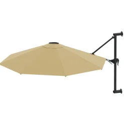 vidaXL Sonnenschirm zur Wandmontage mit Metall-Mast 300 cm Taupe