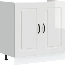vidaXL Spülenunterschrank Kalmar Hochglanz-Weiß 80x46x81,5 cm