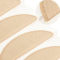 vidaXL Stufenmatten 15 Stk. 56x17x3 cm Creme Halbrund