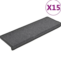 vidaXL Stufenmatten 15 Stk. 65x21x4 cm Dunkelgrau Rechteckiger Rand
