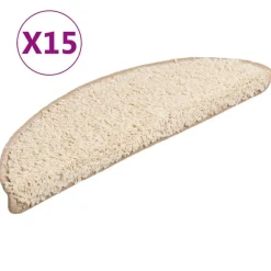 vidaXL Stufenmatten 15 Stk. 56x17x3 cm Creme Halbrund