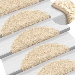 vidaXL Stufenmatten 15 Stk. 56x17x3 cm Creme Halbrund