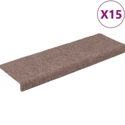 vidaXL Stufenmatten Selbstklebend 15 Stk. 65x21x4 cm Hellbraun Rechteckiger Rand